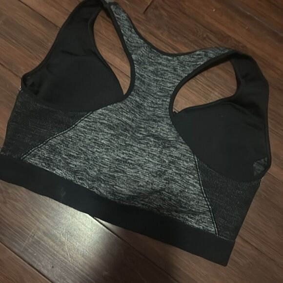 Avia Heathered Black Sports Bra Zip Up Front Padded & Clip Closure NWOT Size XL - Picture 5 of 5